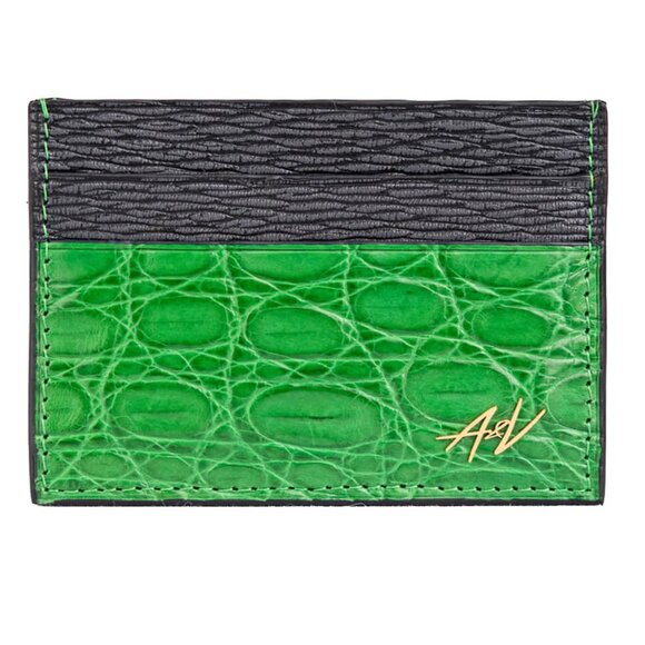Premium Exotic Alligator Leather CardHolder – Giftable - Neon Green - Picture 1 of 4
